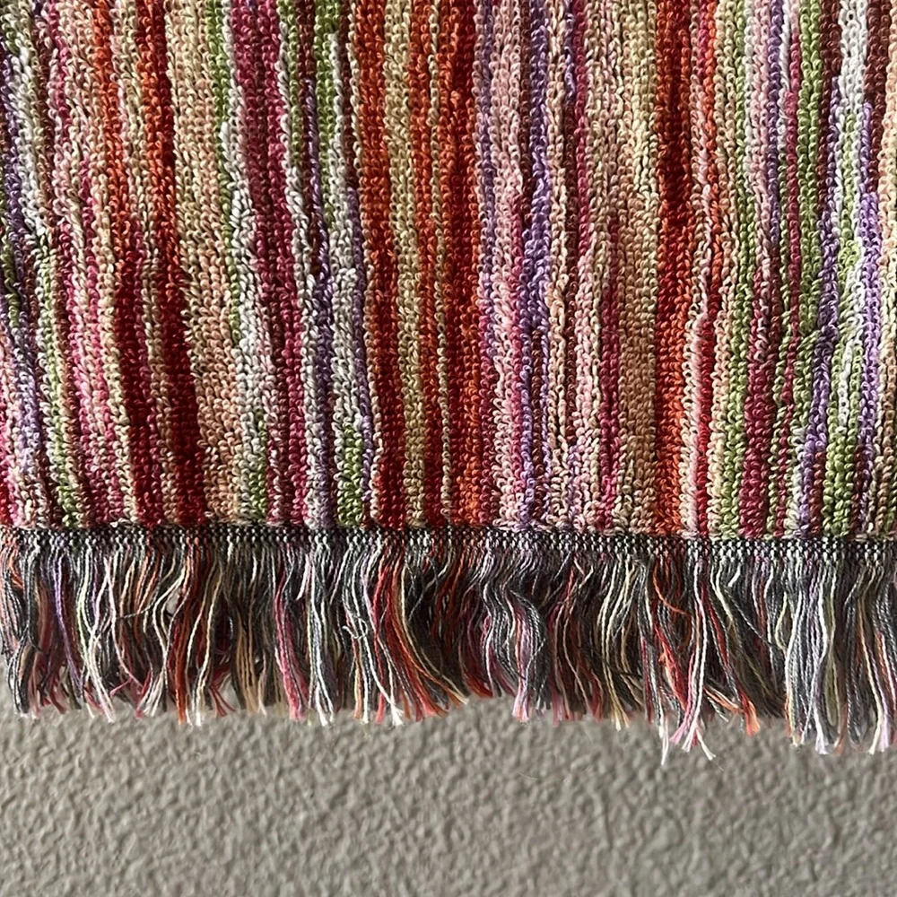 MISSONI Multi-Colored Stripped Hand & Bath Towels with Fringe / Set of 2…